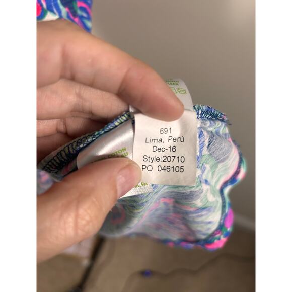 Lilly Pulitzer High Tide Navy Sea View V-Neck Tee Shirt Women’s S 100% Cotton - Picture 5 of 8